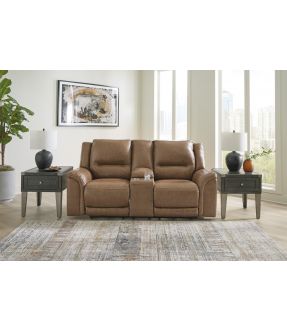 2 Seater Electric Leather Recliner Lounge with Power Headrest and Console in Brown Colour - Tremont